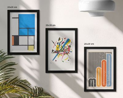Conjunto de 3 quadros decorativos Composições abstratas modernas com formas geométricas.
