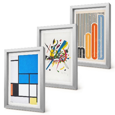 Conjunto de 3 quadros decorativos Composições abstratas modernas com formas geométricas.