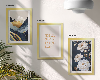 Conjunto de molduras com imagens Flores abstratas nas montanhas e letras inspiradoras.