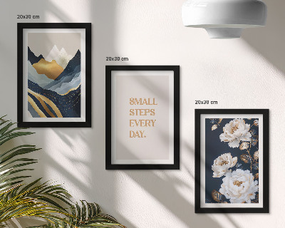 Conjunto de molduras com imagens Flores abstratas nas montanhas e letras inspiradoras.