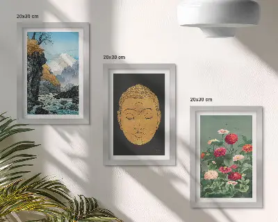 Conjunto de 3 quadros decorativos com temática de natureza e cultura japonesa