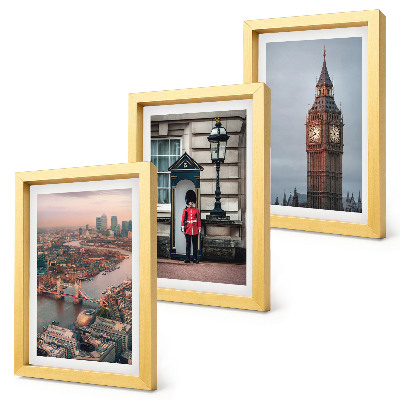Conjunto de molduras com imagens Vista de Londres com a ponte e o Big Ben ao fundo.