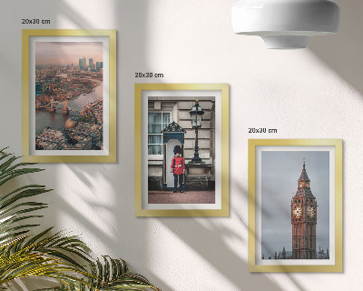 Conjunto de molduras com imagens Vista de Londres com a ponte e o Big Ben ao fundo.
