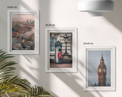 Conjunto de molduras com imagens Vista de Londres com a ponte e o Big Ben ao fundo.