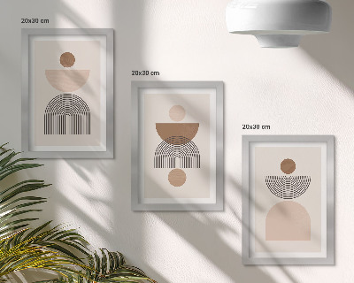 Conjunto de molduras com imagens Formas abstratas em tons de marrom e bege.