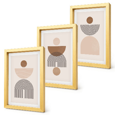 Conjunto de molduras com imagens Formas abstratas em tons de marrom e bege.