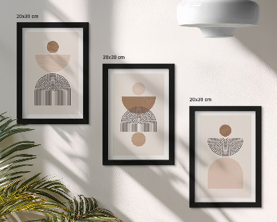 Conjunto de molduras com imagens Formas abstratas em tons de marrom e bege.
