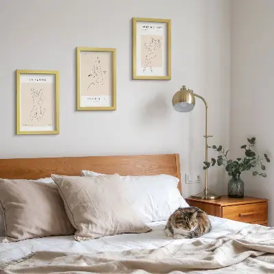 Tríptico com moldura de silhuetas lineares pôsteres minimalistas de mulheres
