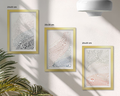 Conjunto de 3 quadros decorativos Pintura abstrata de ondas em papelão em tons pastel.