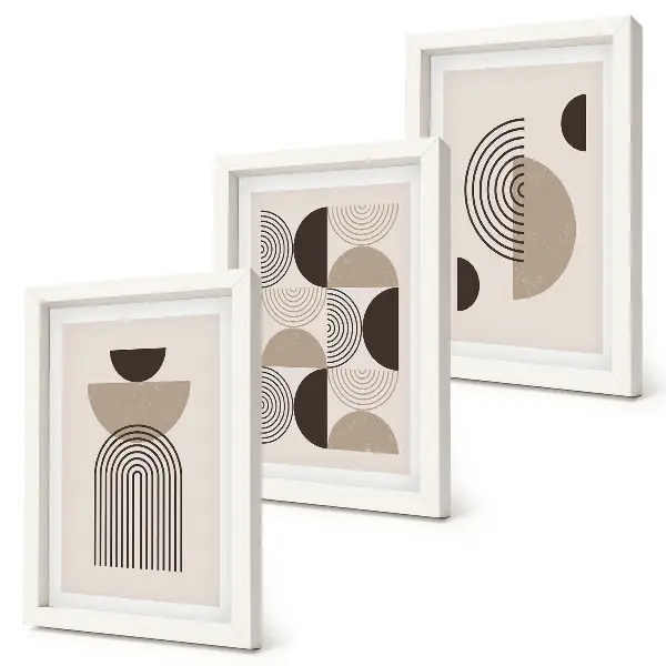 Conjunto de quadros com imagens de minimalismo com padrões geométricos abstratos