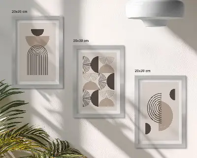 Conjunto de quadros com imagens de minimalismo com padrões geométricos abstratos