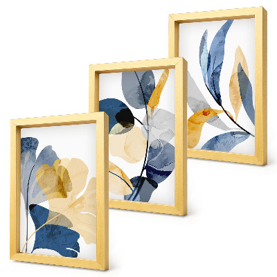 Conjunto de 3 quadros decorativos Motivos vegetais em estilo aquarela