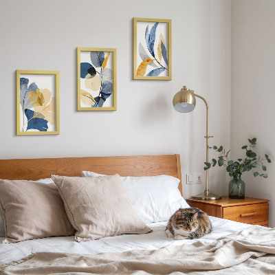 Conjunto de 3 quadros decorativos Motivos vegetais em estilo aquarela