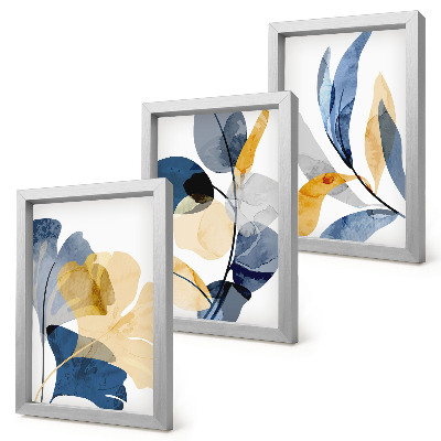 Conjunto de 3 quadros decorativos Motivos vegetais em estilo aquarela