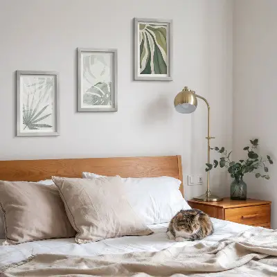 Conjunto de molduras com imagens com folhas de plantas em tons de verde e cinza