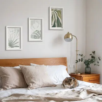 Conjunto de molduras com imagens com folhas de plantas em tons de verde e cinza