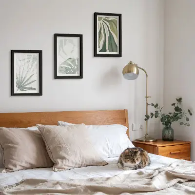 Conjunto de molduras com imagens com folhas de plantas em tons de verde e cinza