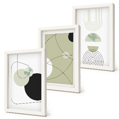 Conjunto de 3 quadros decorativos Formas abstratas em cores suaves