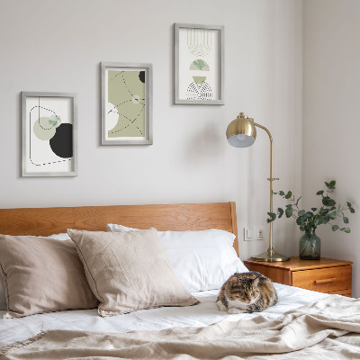 Conjunto de 3 quadros decorativos Formas abstratas em cores suaves
