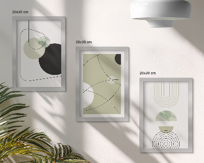 Conjunto de 3 quadros decorativos Formas abstratas em cores suaves