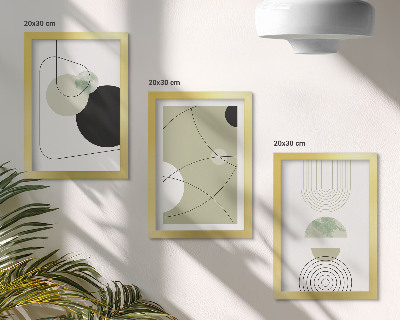 Conjunto de 3 quadros decorativos Formas abstratas em cores suaves