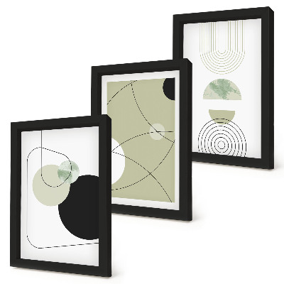 Conjunto de 3 quadros decorativos Formas abstratas em cores suaves
