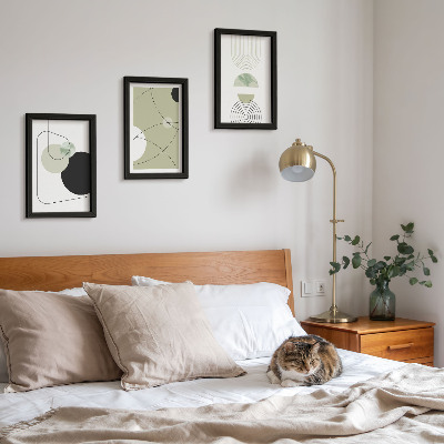 Conjunto de 3 quadros decorativos Formas abstratas em cores suaves