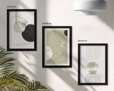Conjunto de 3 quadros decorativos Formas abstratas em cores suaves
