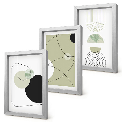 Conjunto de 3 quadros decorativos Formas abstratas em cores suaves