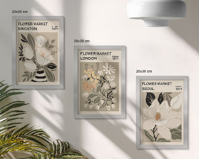 Conjunto de molduras com imagens Flores retrô de diferentes cidades ao redor do mundo