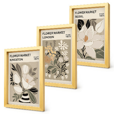 Conjunto de molduras com imagens Flores retrô de diferentes cidades ao redor do mundo