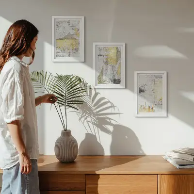 Conjunto de molduras com imagens padrões de pintura minimalista e elegante
