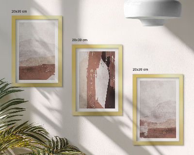 Tríptico com moldura Padrões abstratos em tons de marrom e bege.