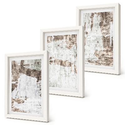 Conjunto de 3 quadros decorativos Padrões abstratos em tons de branco e marrom.