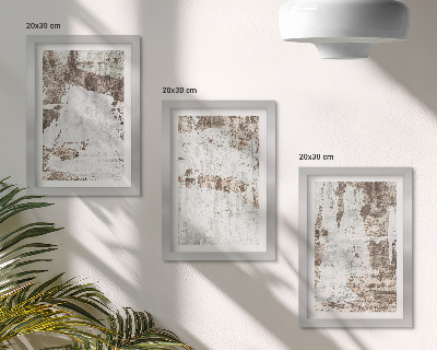 Conjunto de 3 quadros decorativos Padrões abstratos em tons de branco e marrom.