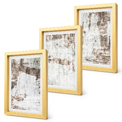Conjunto de 3 quadros decorativos Padrões abstratos em tons de branco e marrom.
