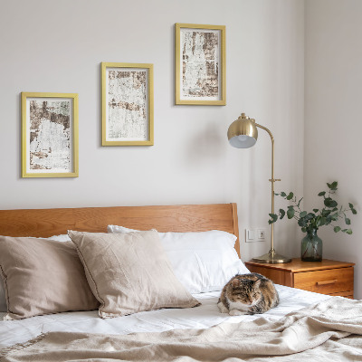 Conjunto de 3 quadros decorativos Padrões abstratos em tons de branco e marrom.