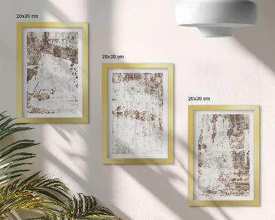 Conjunto de 3 quadros decorativos Padrões abstratos em tons de branco e marrom.