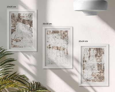 Conjunto de 3 quadros decorativos Padrões abstratos em tons de branco e marrom.