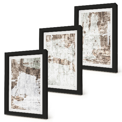 Conjunto de 3 quadros decorativos Padrões abstratos em tons de branco e marrom.