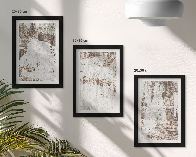 Conjunto de 3 quadros decorativos Padrões abstratos em tons de branco e marrom.
