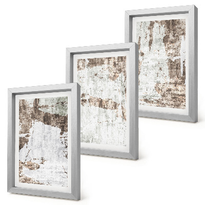 Conjunto de 3 quadros decorativos Padrões abstratos em tons de branco e marrom.