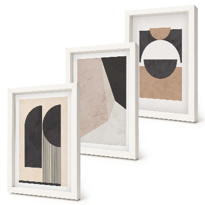 Conjunto de molduras com imagens Formas abstratas em tons de bege e marrom.