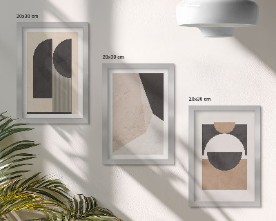 Conjunto de molduras com imagens Formas abstratas em tons de bege e marrom.