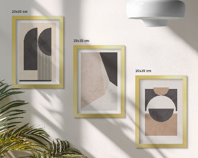 Conjunto de molduras com imagens Formas abstratas em tons de bege e marrom.
