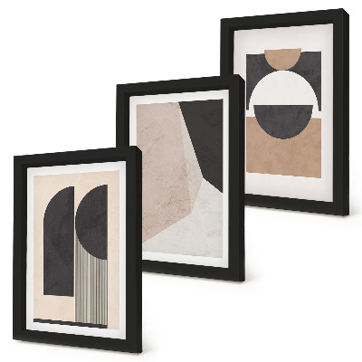Conjunto de molduras com imagens Formas abstratas em tons de bege e marrom.