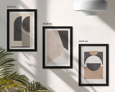 Conjunto de molduras com imagens Formas abstratas em tons de bege e marrom.