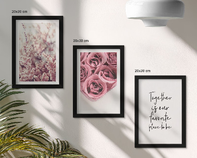 Conjunto de 3 quadros decorativos Flores e buquês de rosas com inscrição feita à mão