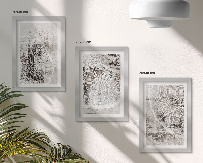 Conjunto de molduras com imagens Padrões de veios de madeira em tons de cinza e branco.