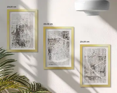 Conjunto de molduras com imagens com padrões de veios de madeira em tons de cinza e branco
